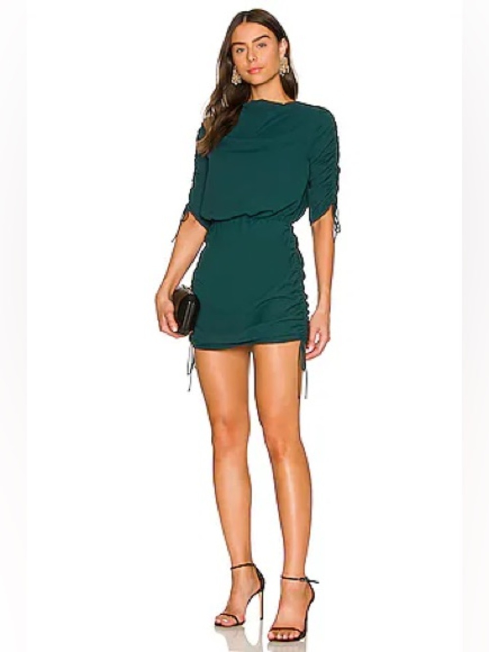 Amanda Uprichard Debra Ruched Mini Dress in Spruce Green, Size XS